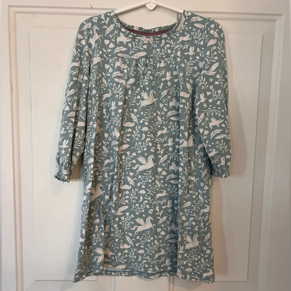 Mini Boden Teal and White Floral Kids Sleep Dress